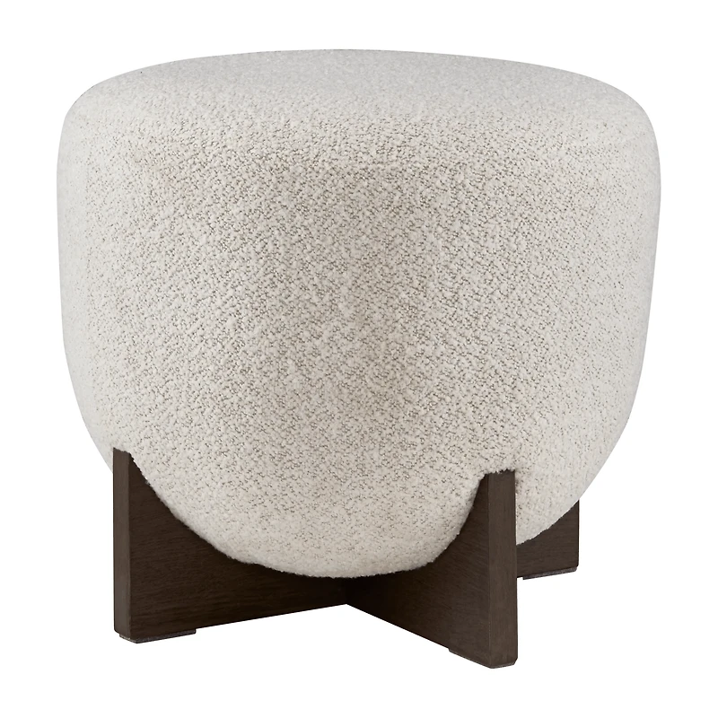 Fabric and Wood Ottoman