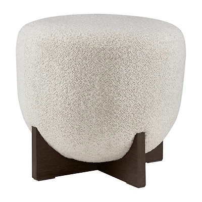 Fabric and Wood Ottoman