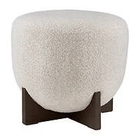 Fabric and Wood Ottoman