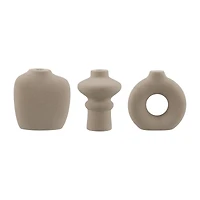 Set of 3 Beige Ceramic Vases