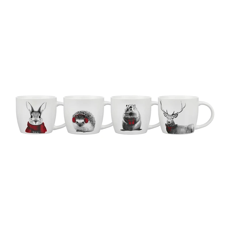 Set of 4 Holiday Animal Mugs