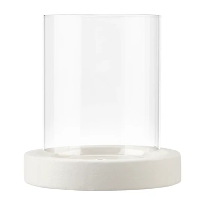 Glass Candle Holder with Ceramic Base