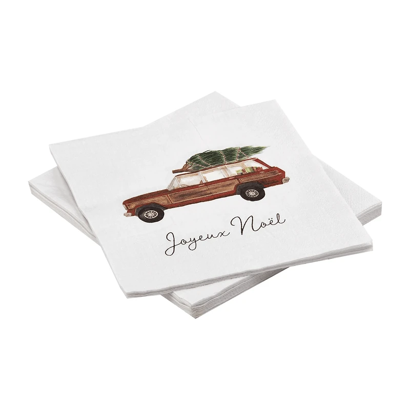 Set of 20 Car with Xmas Tree Napkins