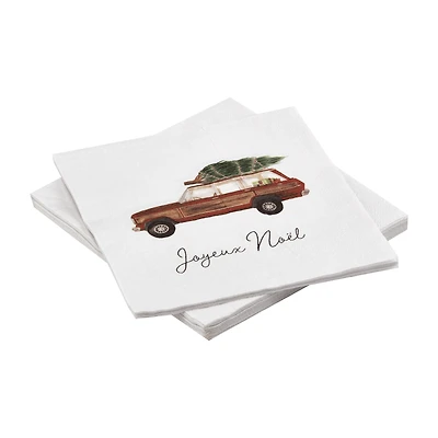 Set of 20 Car with Xmas Tree Napkins