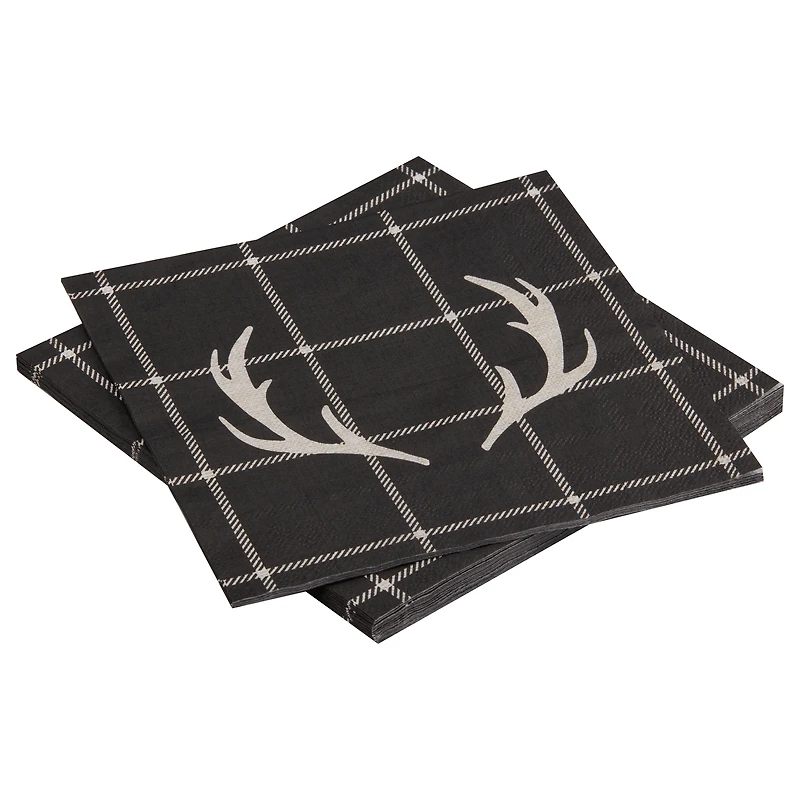 Set of 20 Antler Plaid Napkins