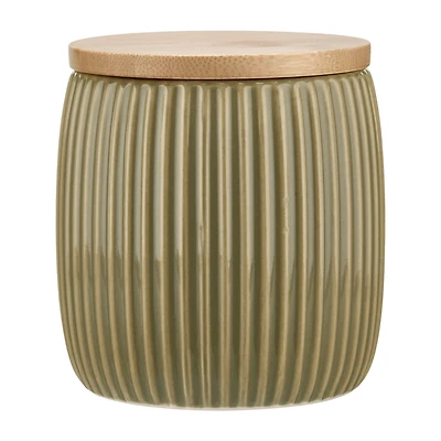 Ribbed Ceramic Cotton Jar
