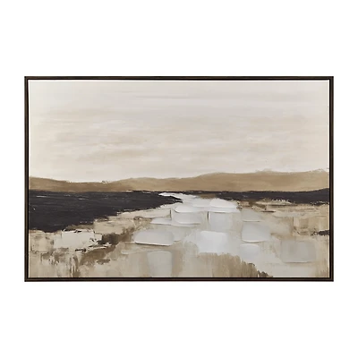 Neutral River Landscape Framed Art