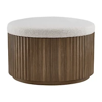 Fabric and Wood Ottoman with Storage