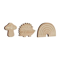 3 Shaped Wood Wall Hooks