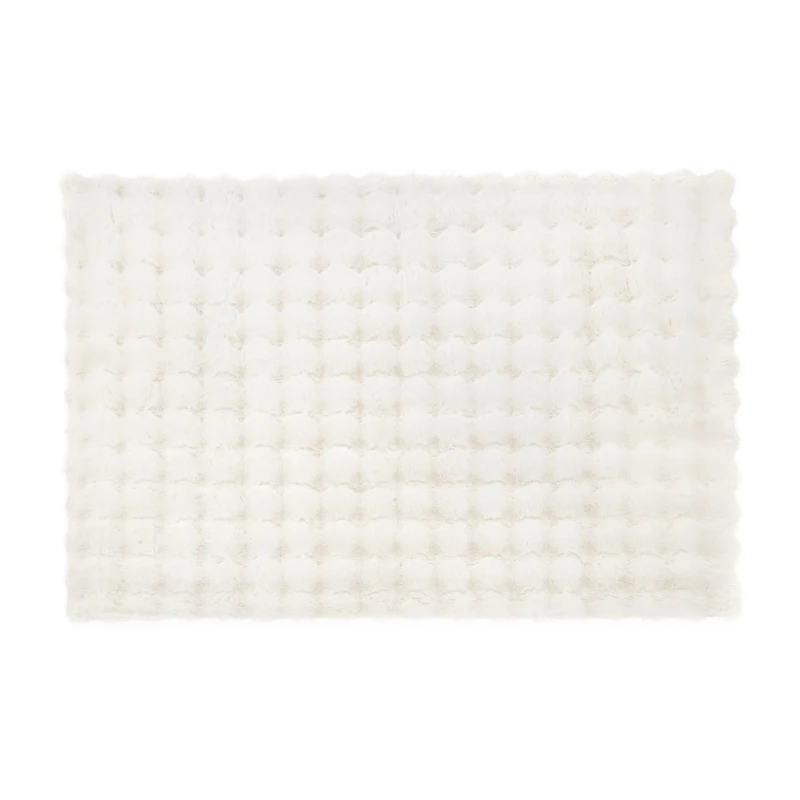 Cream Bubble Faux Fur Rug