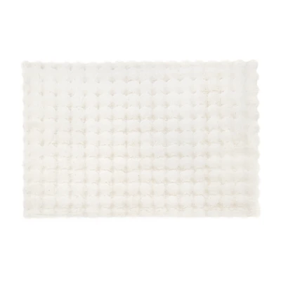 Cream Bubble Faux Fur Rug