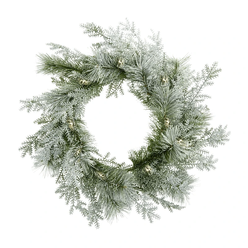 LED Wreath with Snow