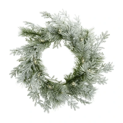LED Wreath with Snow