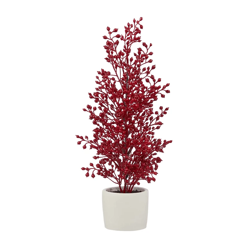 Red Bead Tree in Ceramic Pot