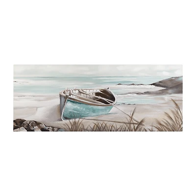 Canoe On The Shore Oil Painted Canvas