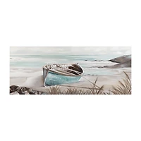 Canoe On The Shore Oil Painted Canvas