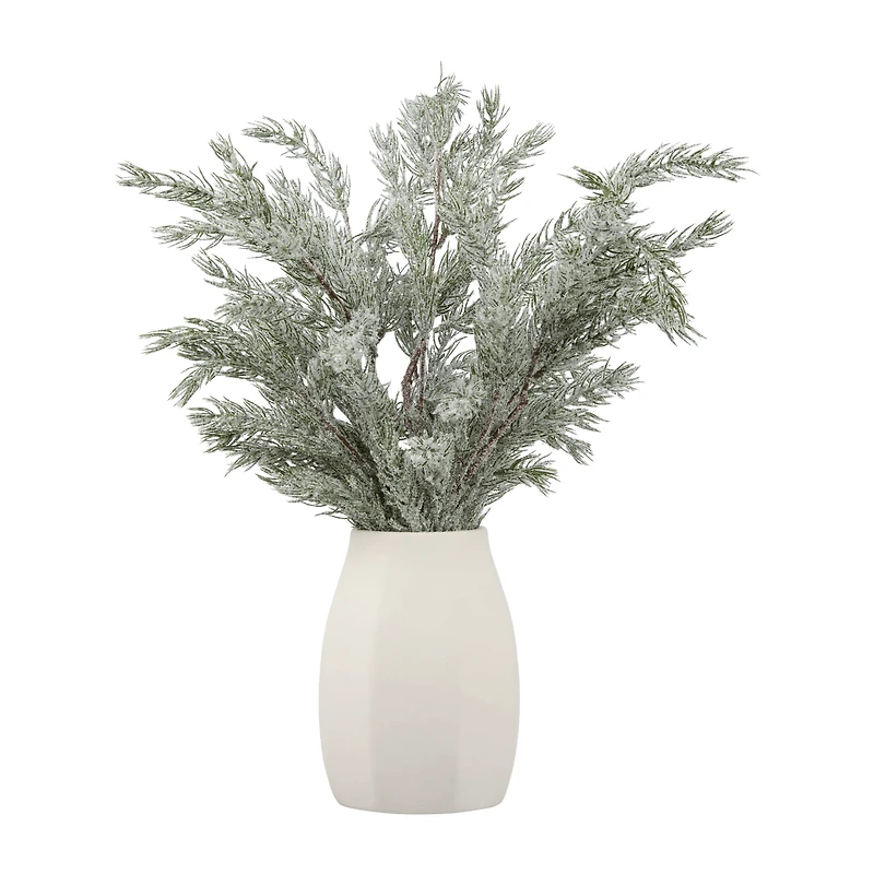 Snowy Pine in Ceramic Vase