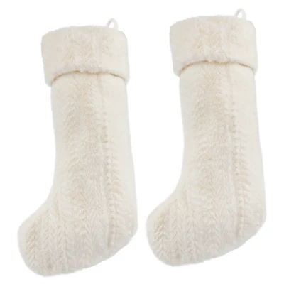 Set of 2 Coline Fur Xmas Stocking