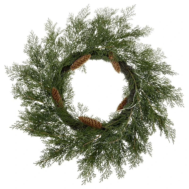 LED Artificial Cedar Wreath