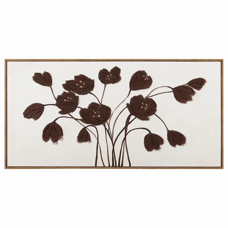 Burgundy Flowers Framed Oil Painting