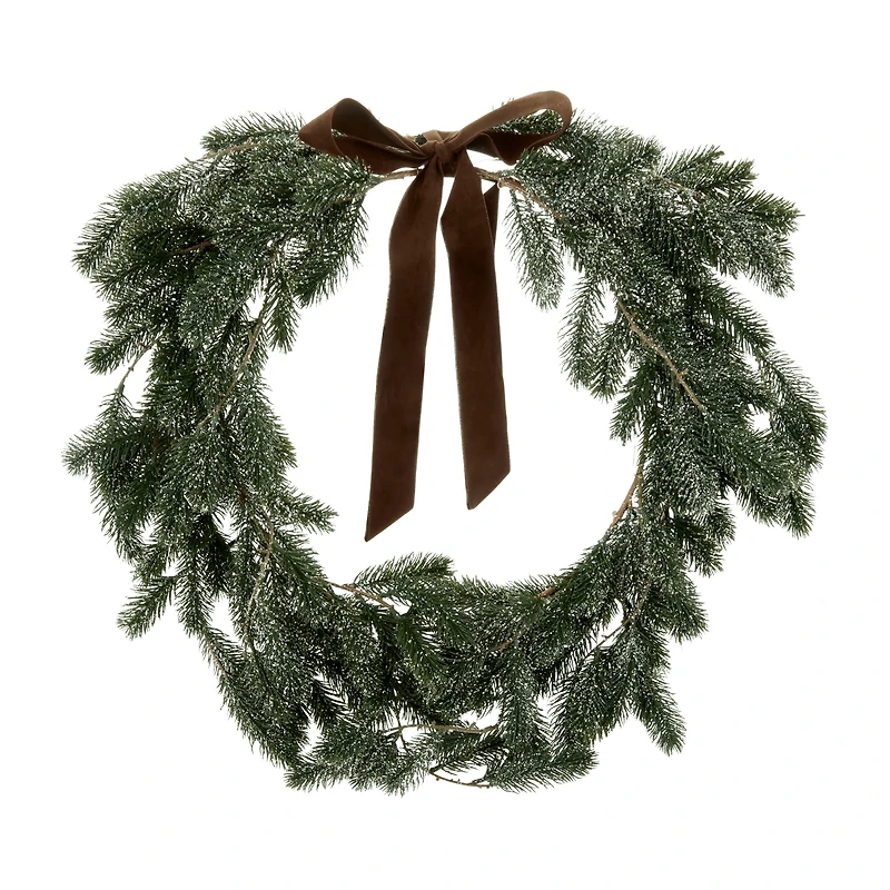 LED Wreath With Velvet Ribbon