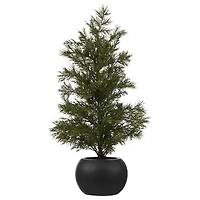 LED Tree with Pinecones in Black Pot