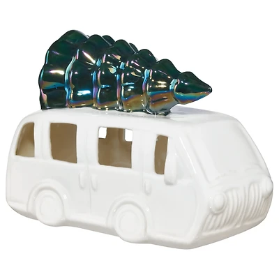 Light Up Ceramic Van With Tree