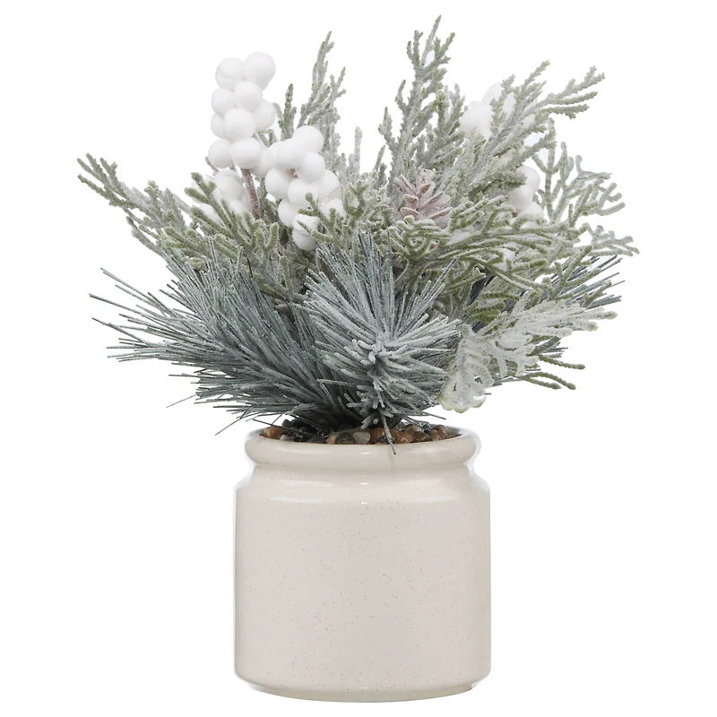 Faux White Berry Juniper in Ceramic Pot