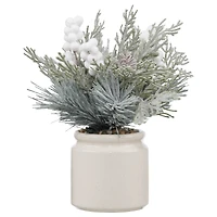 Faux White Berry Juniper in Ceramic Pot