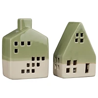 Set of 2 LED Porcelain Houses