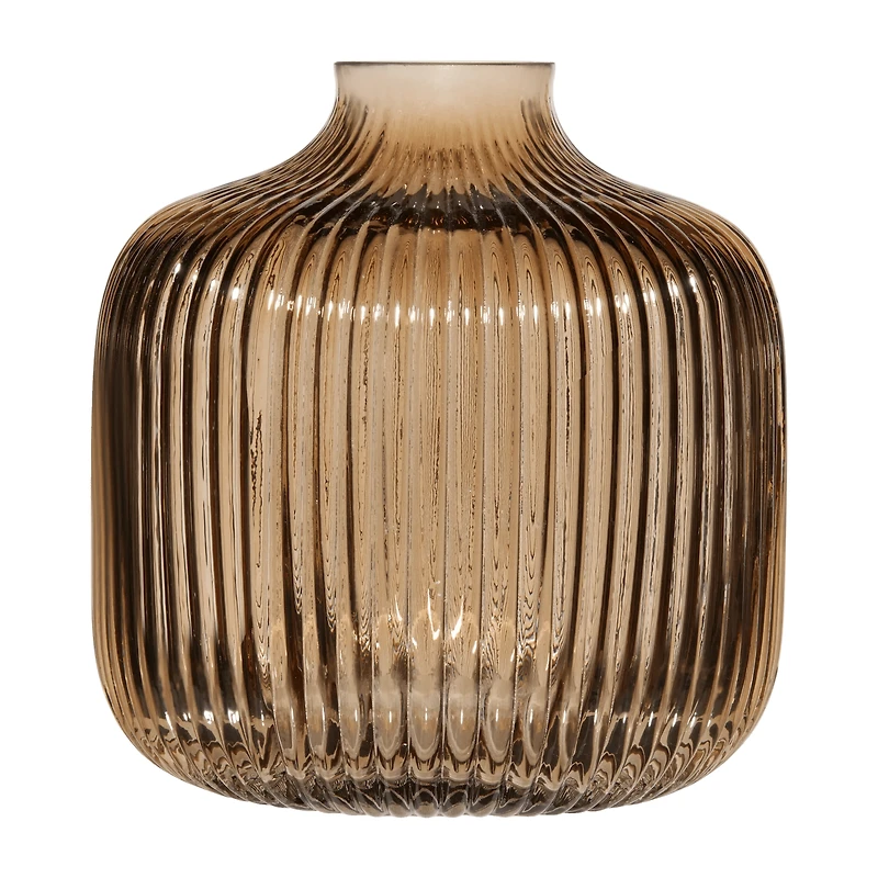 Ribbed Decorative Glass Vase