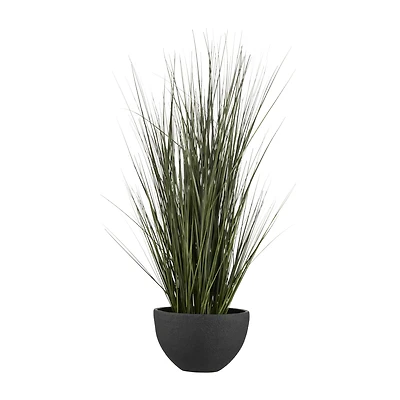 Artificial Grass in Black Ceramic Pot