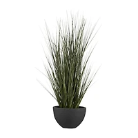 Artificial Grass in Black Ceramic Pot