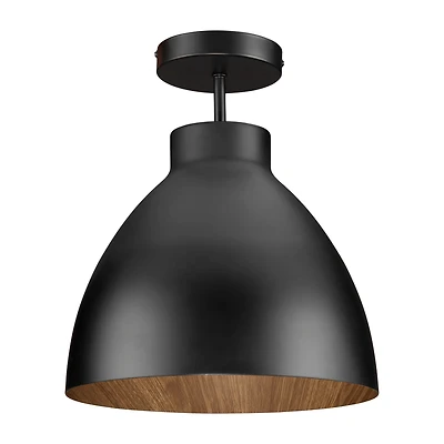 Black Ceiling Lamp with Walnut Interior