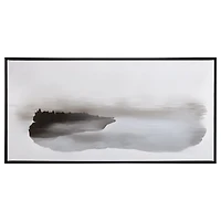 Gel-Embellished Cloudy Lake Landscape Framed Art