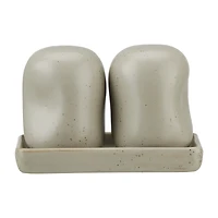 Set of Salt and Pepper Shakers on Tray