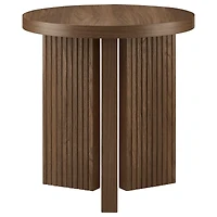 Round Ribbed Wood Accent Table
