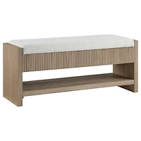 Fabric and Wood Storage Bench with Shelf