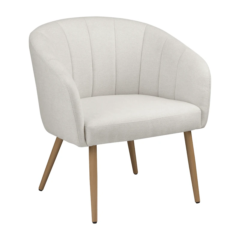 Fabric and Metal Wood Effect Accent Chair