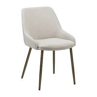 Cream Upholstered Chair with Gold Metal Legs