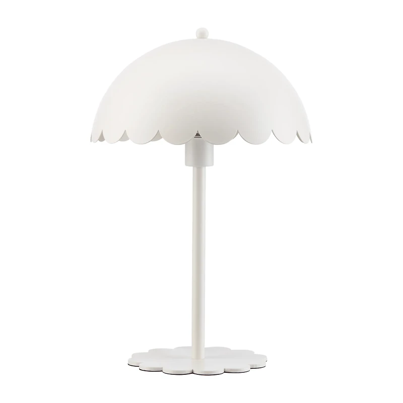 White Metal Scalloped Edge Table Lamp