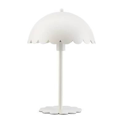 White Metal Scalloped Edge Table Lamp