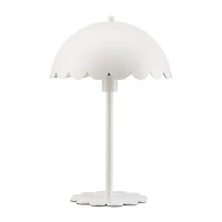 White Metal Scalloped Edge Table Lamp