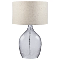 Hammered glass lamp with natural shade