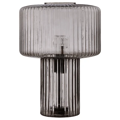 Smoky Ribbed Glass Table Lamp