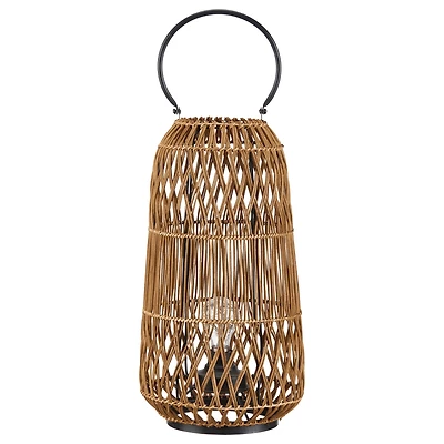 Rattan Lantern with Metal Handle