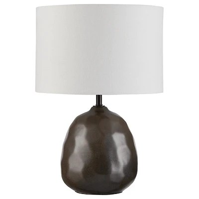Textured Ceramic Table Lamp with White Shade