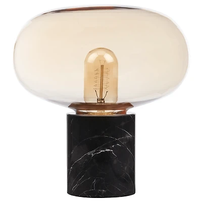 Black Marble & Amber Glass Table Lamp