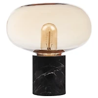 Black Marble & Amber Glass Table Lamp