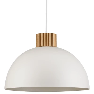 Modern white ceiling light with wooden detail